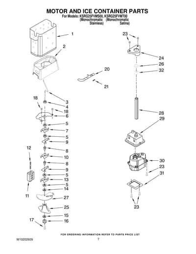 MOTOR AND ICE CONTAINER PARTS