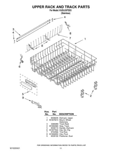 UPPER RACK AND TRACK PARTS