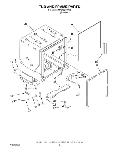 TUB AND FRAME PARTS