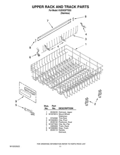 UPPER RACK AND TRACK PARTS