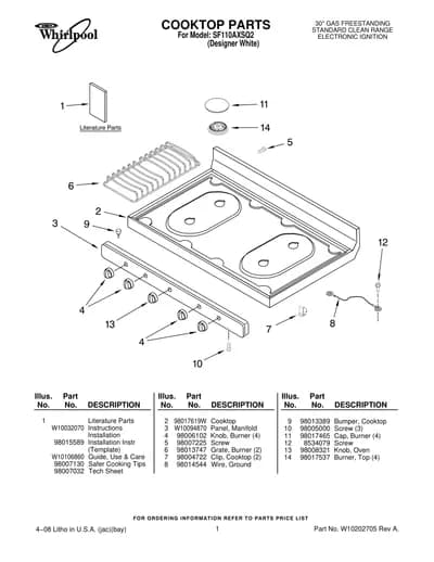 COOKTOP PARTS