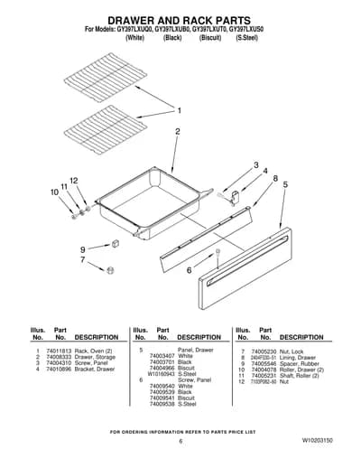 DRAWER AND RACK PARTS