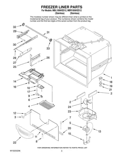 FREEZER LINER PARTS