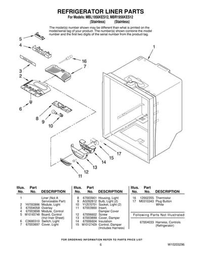 REFRIGERATOR LINER PARTS