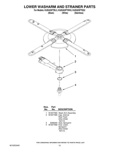 LOWER WASHARM AND STRAINER PARTS