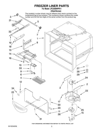 FREEZER LINER PARTS