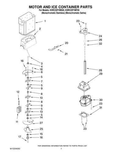 MOTOR AND ICE CONTAINER PARTS