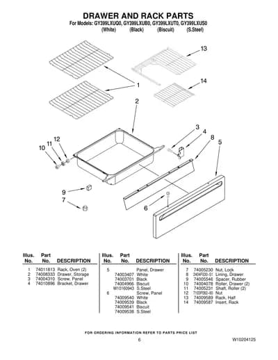 DRAWER AND RACK PARTS