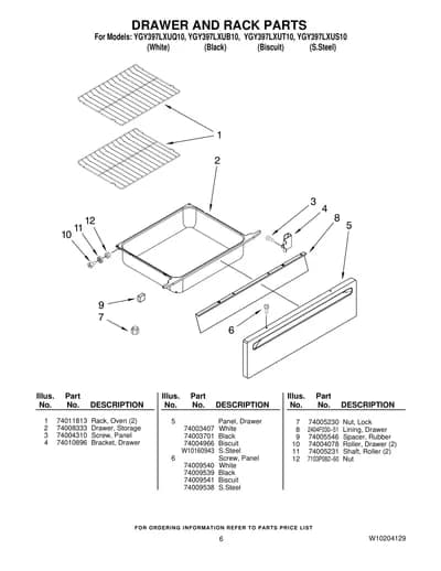 DRAWER AND RACK PARTS