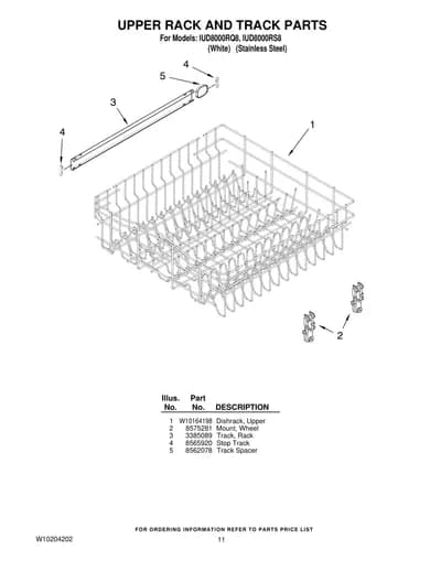 UPPER RACK AND TRACK PARTS
