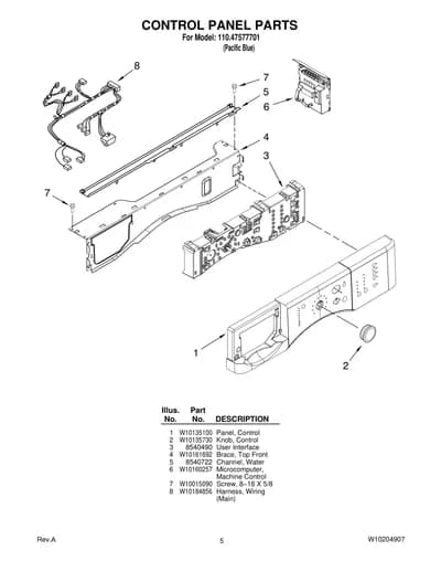 CONTROL PANEL PARTS