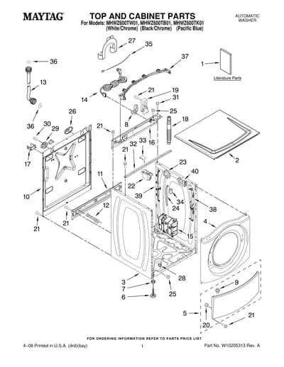 TOP AND CABINET PARTS