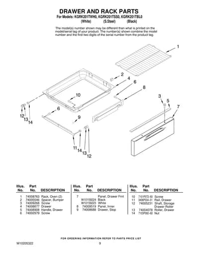 DRAWER AND RACK PARTS
