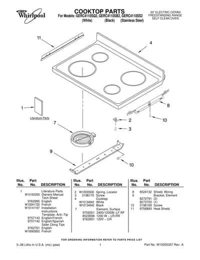 COOKTOP PARTS