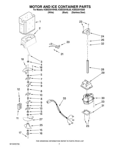 MOTOR AND ICE CONTAINER PARTS
