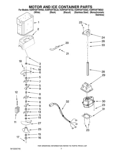 MOTOR AND ICE CONTAINER PARTS
