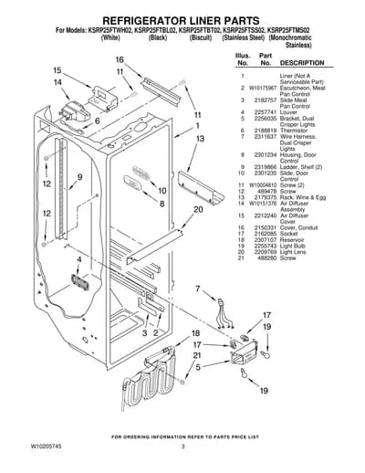 REFRIGERATOR LINER PARTS