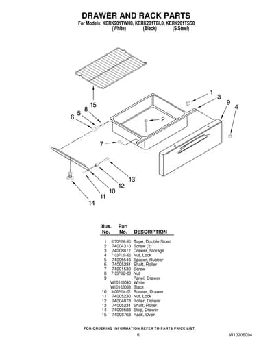 DRAWER AND RACK PARTS
