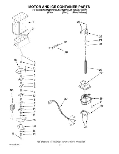 MOTOR AND ICE CONTAINER PARTS
