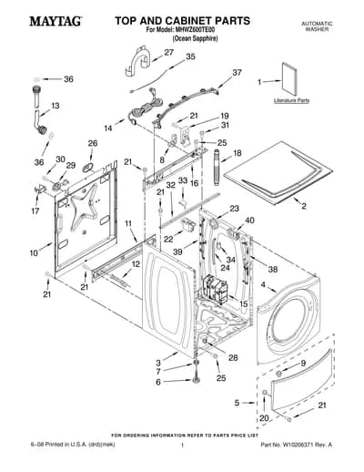 TOP AND CABINET PARTS