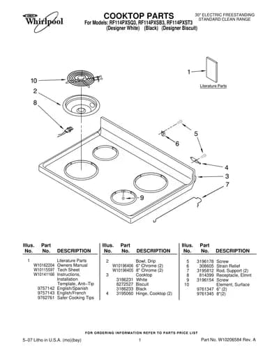 COOKTOP PARTS