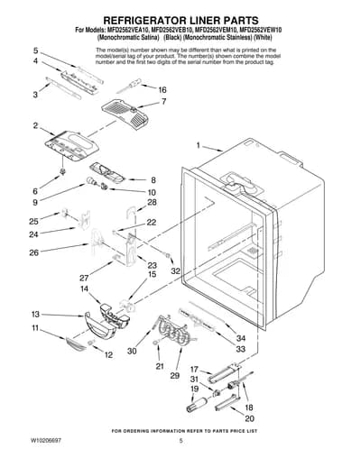 REFRIGERATOR LINER PARTS