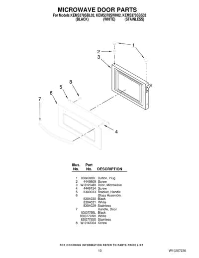 MICROWAVE DOOR PARTS