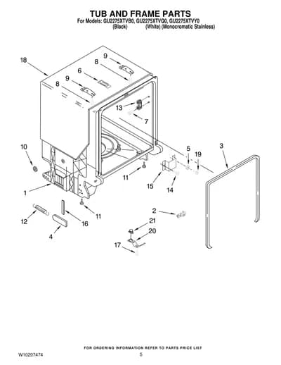 TUB AND FRAME PARTS