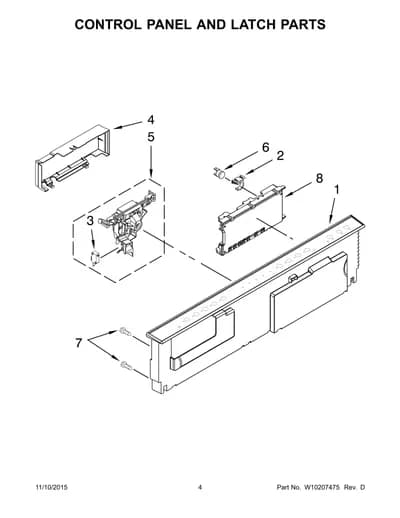 CONTROL PANEL AND LATCH PARTS