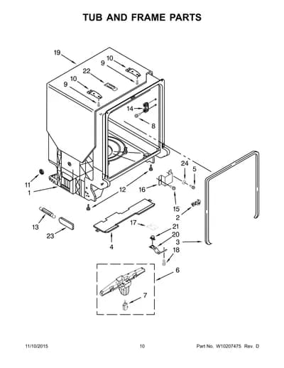 TUB AND FRAME PARTS