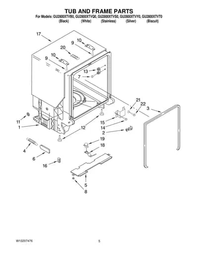 TUB AND FRAME PARTS
