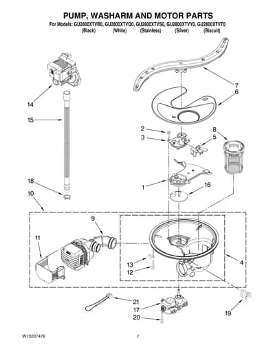 PUMP, WASHARM AND MOTOR PARTS