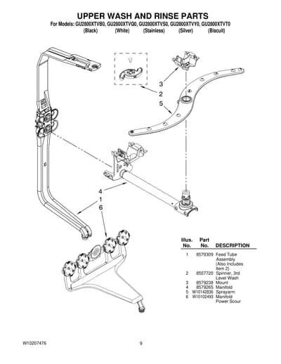 UPPER WASH AND RINSE PARTS