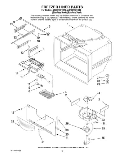 FREEZER LINER PARTS