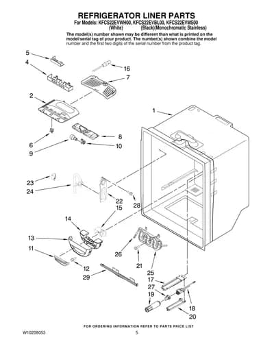 REFRIGERATOR LINER PARTS
