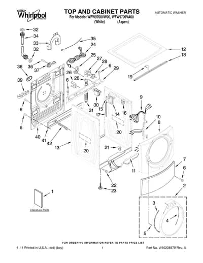 TOP AND CABINET PARTS