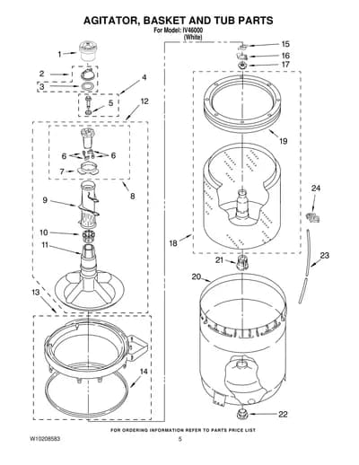 AGITATOR, BASKET AND TUB PARTS