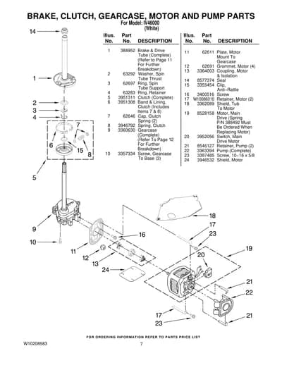 BRAKE, CLUTCH, GEARCASE, MOTOR AND PUMP PARTS