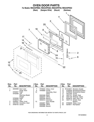 OVEN DOOR PARTS