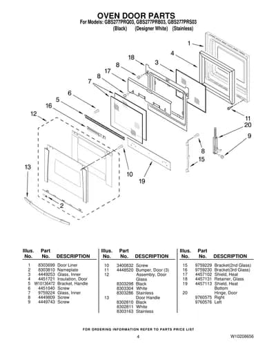 OVEN DOOR PARTS