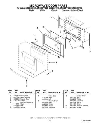 MICROWAVE DOOR PARTS