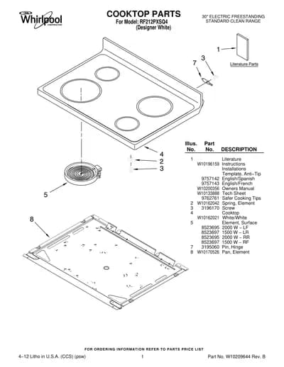 COOKTOP PARTS