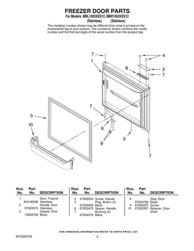 FREEZER DOOR PARTS