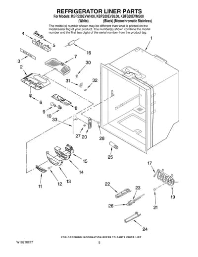 REFRIGERATOR LINER PARTS