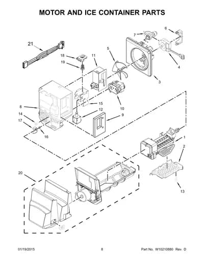 MOTOR AND ICE CONTAINER PARTS