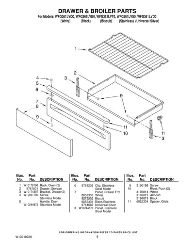 DRAWER & BROILER PARTS
