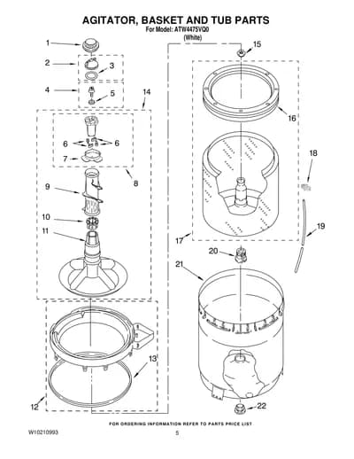 AGITATOR, BASKET AND TUB PARTS