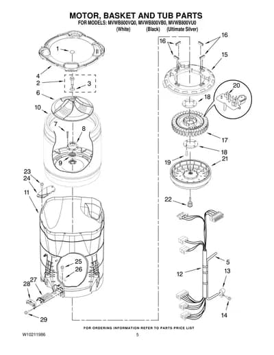MOTOR, BASKET AND TUB PARTS