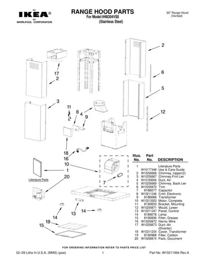 RANGE HOOD PARTS