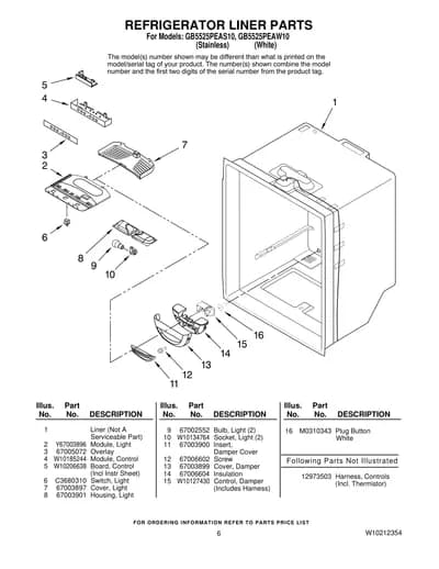 REFRIGERATOR LINER PARTS
